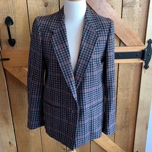 Women’s Vintage BARRY I BRICKEN Gray Black & Maroon Lined Blazer Jacket Size 8